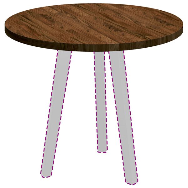 vidaXL Galda virsma Tum&scaron;i brūna &Oslash; 60 x 2,5 cm Cietā ozola koks