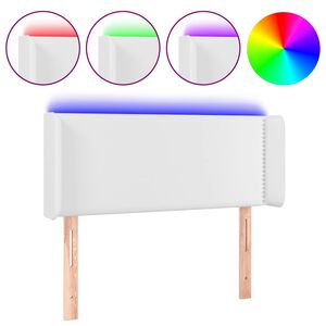 vidaXL gultas galvgalis ar LED, 103x16x78/88 cm, balta mākslīgā āda