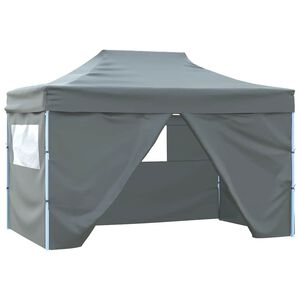vidaXL saliekama nojume ar 4 sienām, pelēka, 3x4 m, tērauds