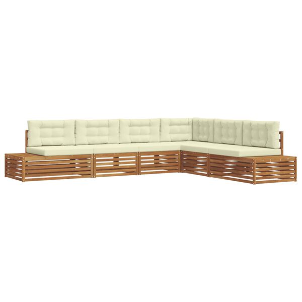 vidaXL Āra dīvānu komplekts ar spilvenu 6 Gabals Dabisks un krējuma