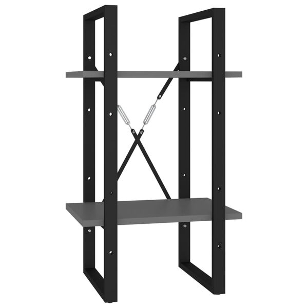 vidaXL 2-līmeņu grāmatu plaukts, pelēks, 40x30x70cm, inženierijas koks