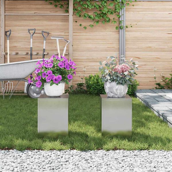 vidaXL Augu statīvs 2 pcs Sudraba 24 x 24 x 35 cm Nerūsējošs tērauds
