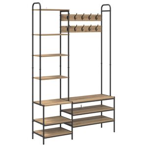 vidaXL Mēteļu stends ar apavu soli Artisan Ozols 120,5 x 34 x 190 cm