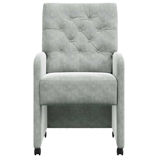 vidaXL Ēdamgalda krēsli ar ritenī&scaron;iem 2 pcs Gai&scaron;i pelēka Samts