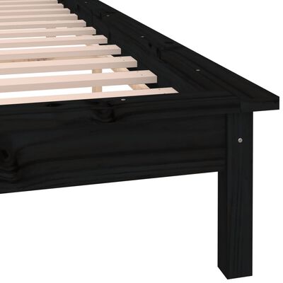 vidaXL gultas rāmis, LED, melns, 150x200 cm, King izmērs, masīvkoks