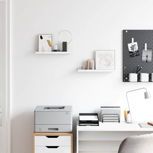 vidaXL Sienas plaukts ar plauktu 2 pcs Balts marmors 40 x 9 x 3 cm