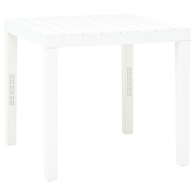 vidaXL dārza galds ar 2 soliem, balta plastmasa