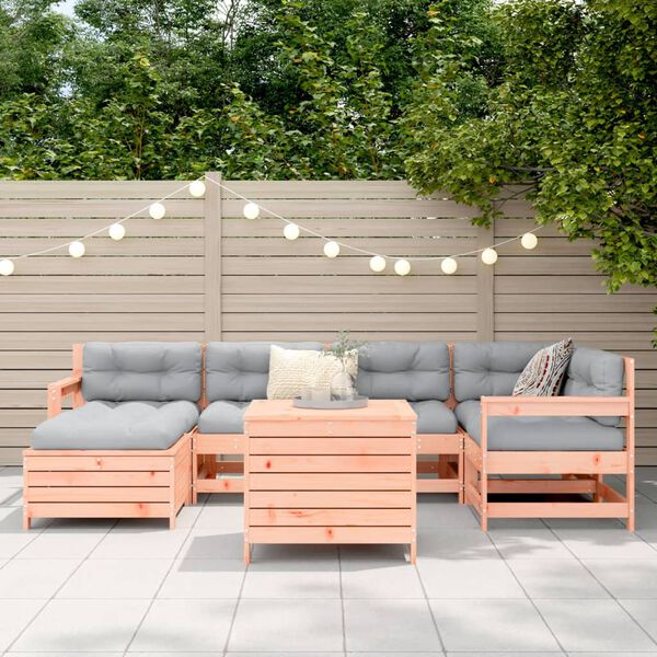 vidaXL 7-daļīgs dārza dīvānu komplekts, egles masīvkoks