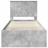 vidaXL Gultas rāmis Betona pelēks 90 x 190 cm Ciets priedes koks