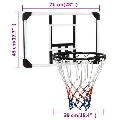 vidaXL basketbola vairogs, caurspīdīgs, 71x45x2,5 cm, polikarbonāts