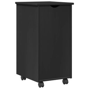 vidaXL Rito&scaron;ais skapis ar riteni Melna 34 x 39 x 65,5 cm Cieta priede