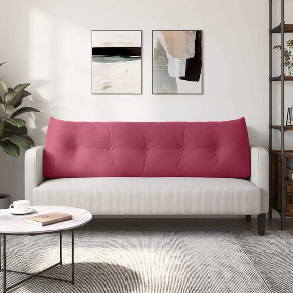 vidaXL Atpakaļ spilvens Vīna sarkans 160 x 24 x 50 cm Samts