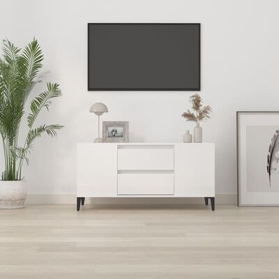 vidaXL TV skapītis, spīdīgi balts, 102x44,5x50 cm, inženierijas koks