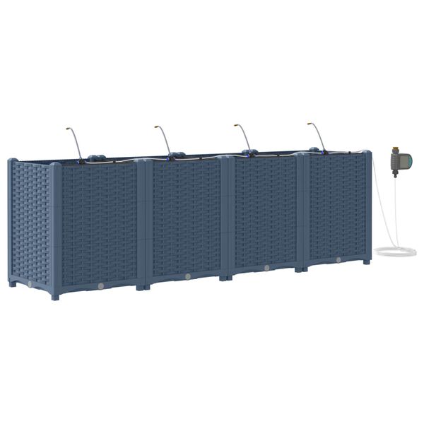 vidaXL Dārza stādītājs 4 pcs Pelēks 160 x 40 x 52 cm Plastmasa