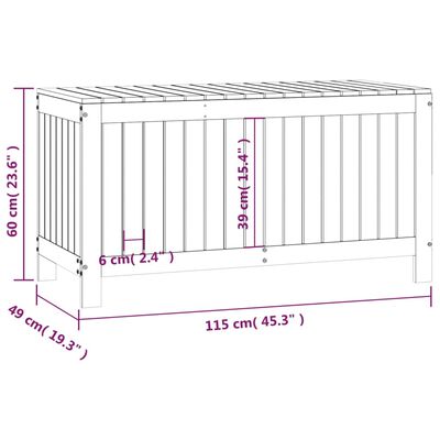 vidaXL uzglabāšanas kaste, balta, 115x49x60 cm, priedes masīvkoks