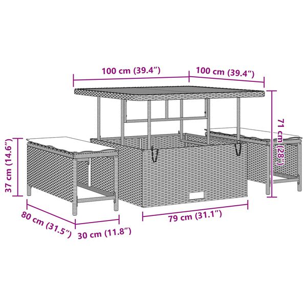 vidaXL Dārza dīvānu komplekts ar spilvenu ar uzglabā&scaron;anu 12 pcs Melna