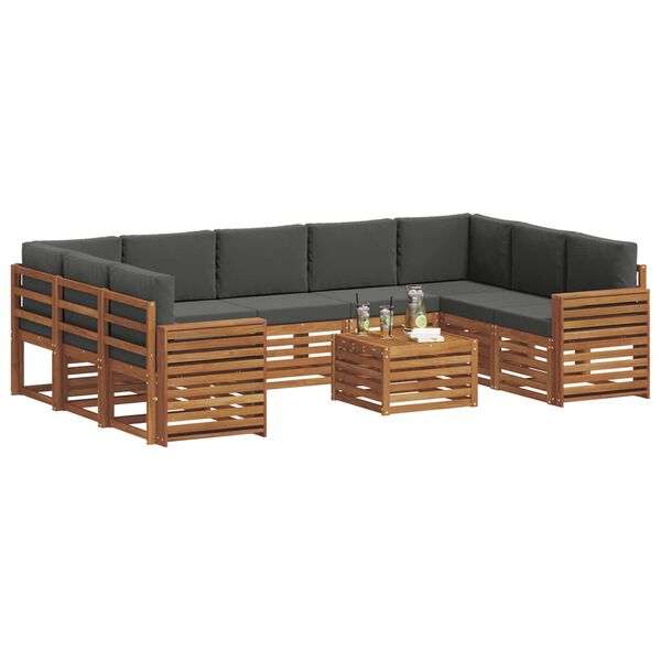 vidaXL Dīvāna komplekti ar spilvenu 10 pcs Dabisks un antracīts