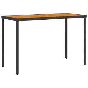 vidaXL dārza galds ar akācijas virsmu, 115x54x74 cm, melna PE pinums