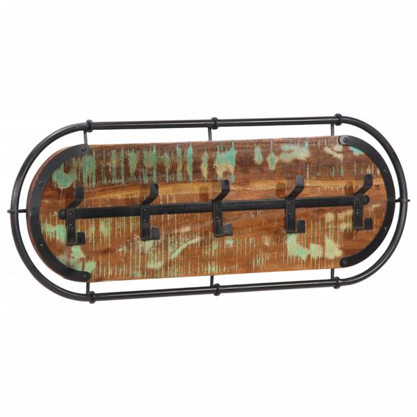 vidaXL sienas drēbju pakaramais ar 5 āķiem, pārstrādāts masīvkoks