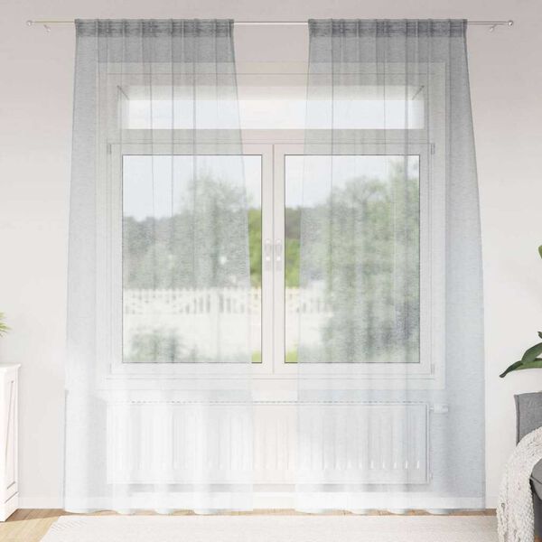 vidaXL Voile aizkaris 2 pcs Tum&scaron;i pelēks 225 x 140 cm Poliesters