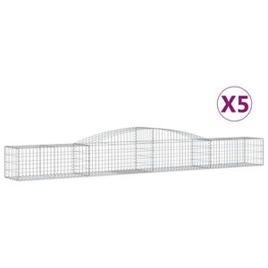 vidaXL arkveida gabiona grozi, 5 gb., 400x50x40/60 cm, cinkota dzelzs