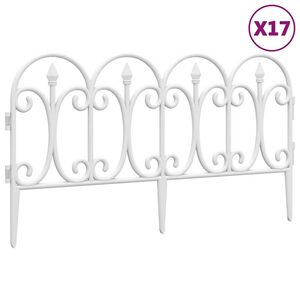 vidaXL zāliena apmales, 17 gab., baltas, 10 m, PP