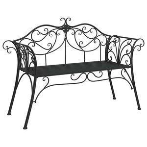 vidaXL Dārza sols 2-Sēdvietu skaits 130 x 47 x 90 cm Tērauds Melns