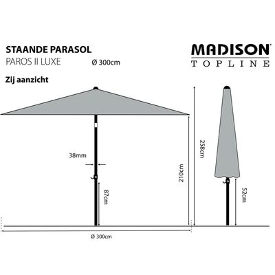 Madison saulessargs Paros II Luxe, 300 cm, pelēks