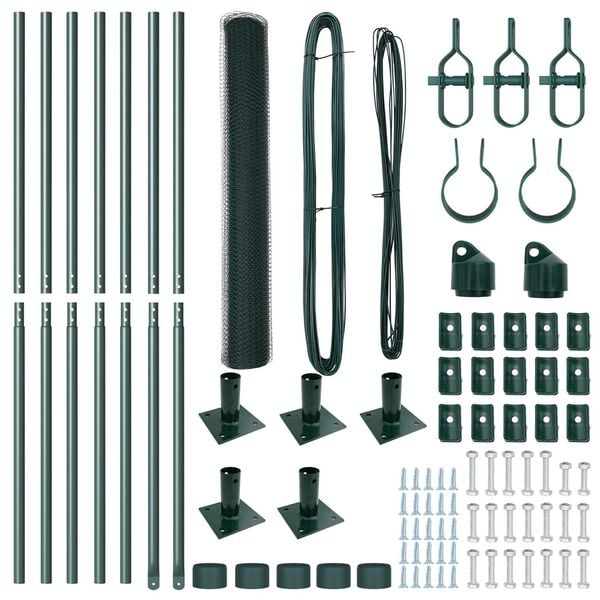 vidaXL Žoga āķis Zaļa 10 x 1,2 m (13 mm sieta) Tērauds un PVC