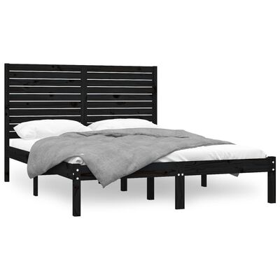 vidaXL gultas rāmis, masīvkoks, melns, 120x200 cm