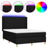 vidaXL atsperu gulta ar matraci, LED, melns audums, 140x190 cm