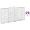 vidaXL arkveida gabiona grozi, 8 gb., 400x50x200/220cm, cinkota dzelzs