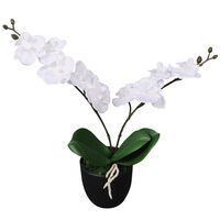 vidaXL mākslīgā orhideja ar podiņu, 30 cm, balta