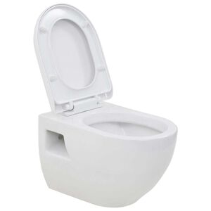 vidaXL tualetes pods, stiprināms pie sienas, balta keramika