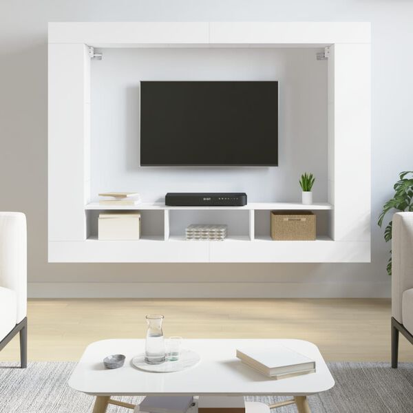 vidaXL TV skapītis, balts, 152x22x113 cm, inženierijas koks