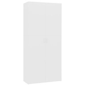vidaXL apavu skapis, 80x35,5x180 cm, inženierijas koks, balts