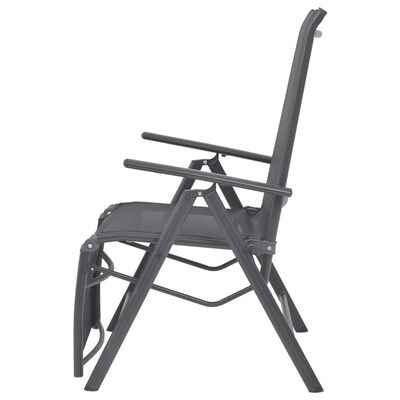 vidaXL atgāžams pludmales krēsls, alumīnijs un melns tekstilēns