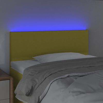 vidaXL gultas galvgalis ar LED, 90x5x78/88 cm, zaļš audums