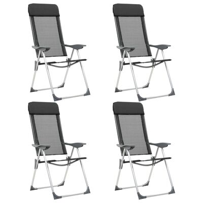 vidaXL kempinga krēsli, 4 gab., melni, alumīnijs, salokāmi