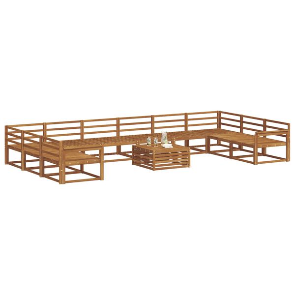 vidaXL Āra dīvānu komplekts 11 pcs Dabiska Cietā akācijas koks