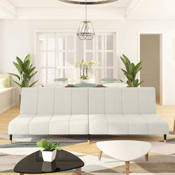 vidaXL 2-vietīga dīvāngulta, krēmkrāsas samts