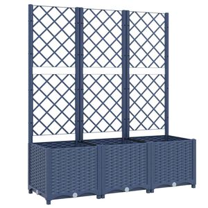 vidaXL dārza puķu kaste ar &scaron;paleru, zili pelēka, 120x40x136 cm, PP