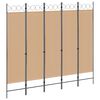 vidaXL 5-paneļu istabas nodalījums Bē&scaron;a 200 x 180 cm Audums