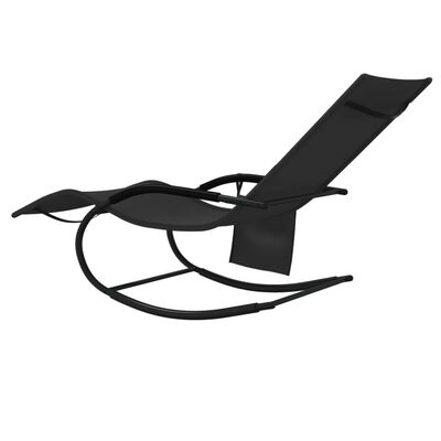 vidaXL sauļošanās šūpuļkrēsls, tērauds, melns tekstilēns