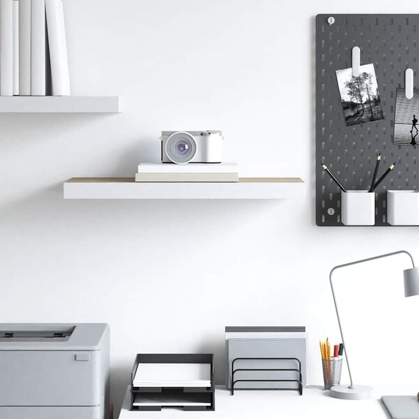 vidaXL sienas plaukts, balta un ozolkoka krāsa, 60x23,5x3,8 cm, MDF