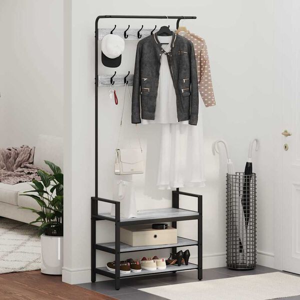 vidaXL Pakaramais Pelēks Sonoma 75 x 34 x 184 cm Inženierijas koks