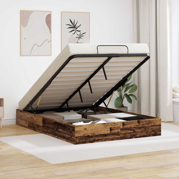 vidaXL Otomāna gultas rāmis Vecs koks 193 x 120 x 25 cm Skaidu plāksne