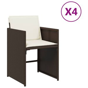 vidaXL dārza krēsli, 4 gab., ar matračiem, PE rotangpalma, brūni
