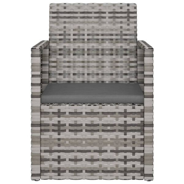 vidaXL 3-daļīgs āra atpūtas mēbeļu komplekts ar matračiem, pelēks PE