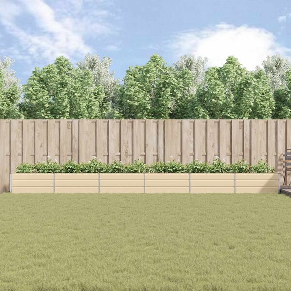 vidaXL Puķu kaste Krēms 195 x 100 x 45 cm Cinkots tērauds